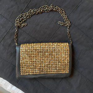 Urban Outfitters Gold Hammered Crossbody Bag